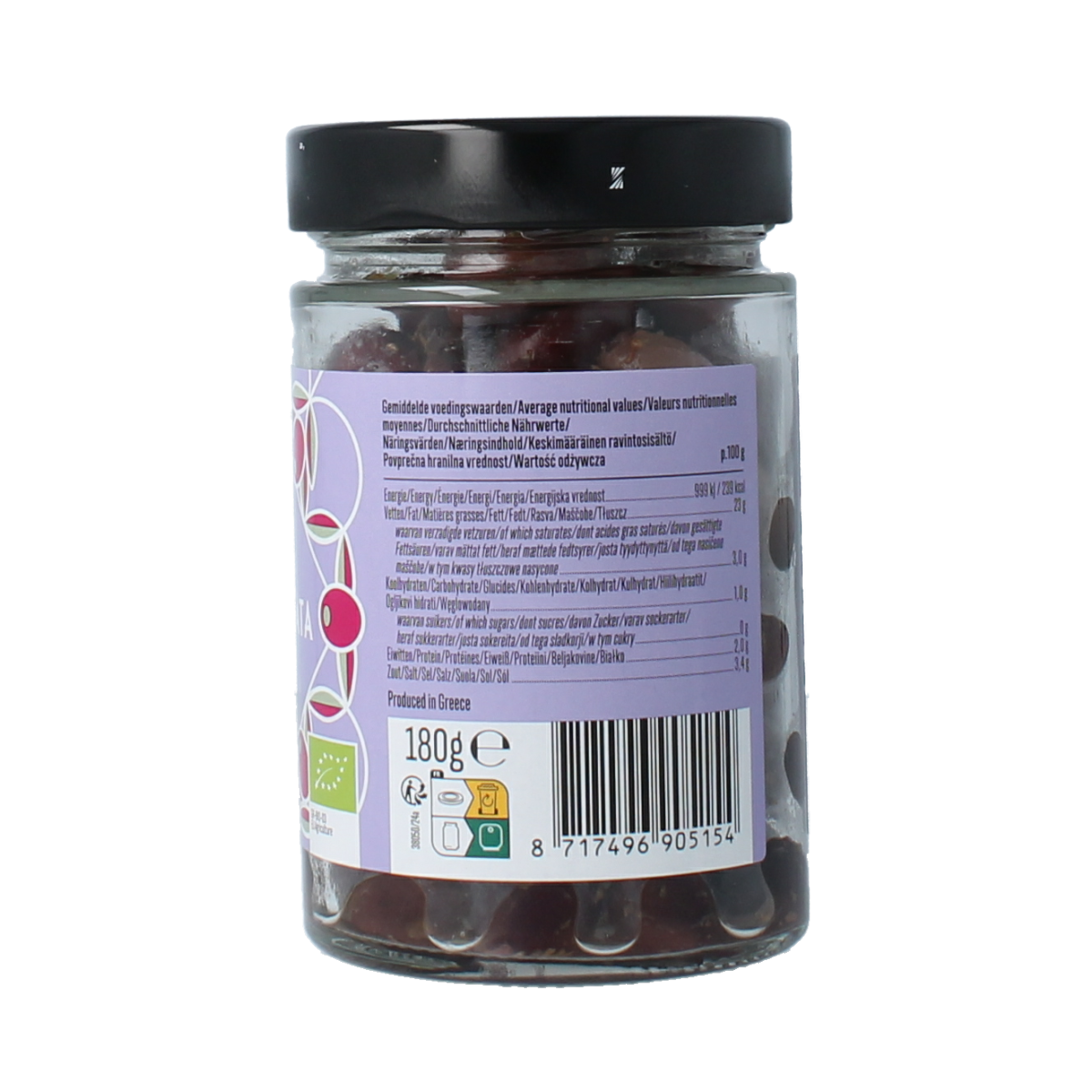 Bioidea Olijven zwart kalamata ontpit bio 180.00 Gram