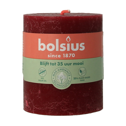 Bolsius Rustiekkaars shine 80/68 velvet red 1.00 Stuks