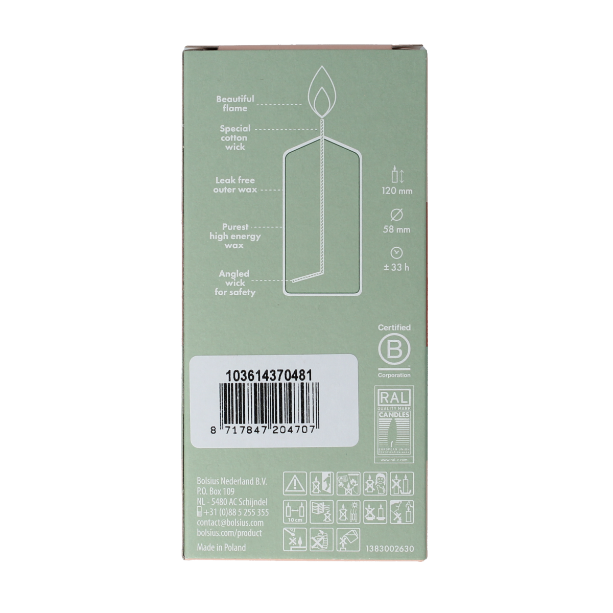 Bolsius Stompkaars 120/58 white silver 1.00 Stuks