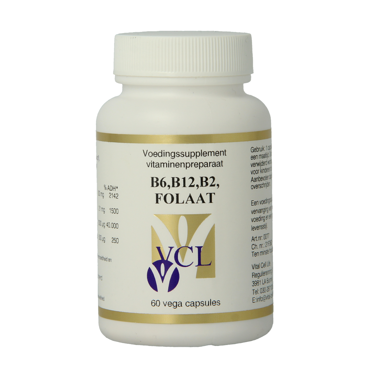 Vital Cell Life Vitamine B6/B12/B2 folaat 60.00 Capsules
