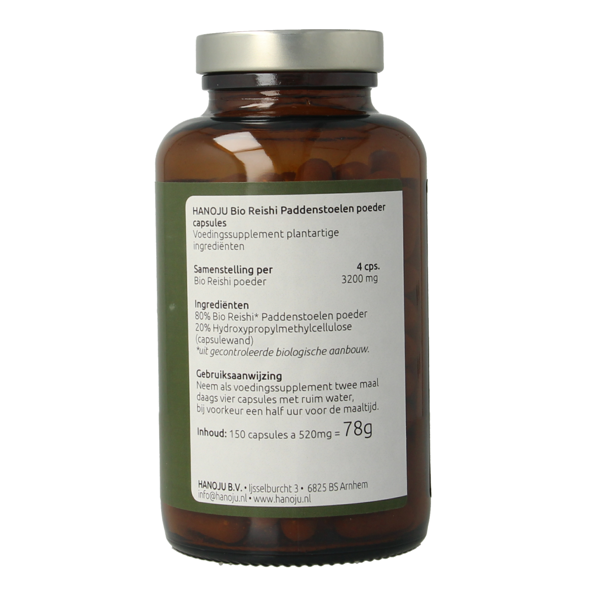 Hanoju Reishi paddenstoelen bio 150.00 Vegetarische capsules