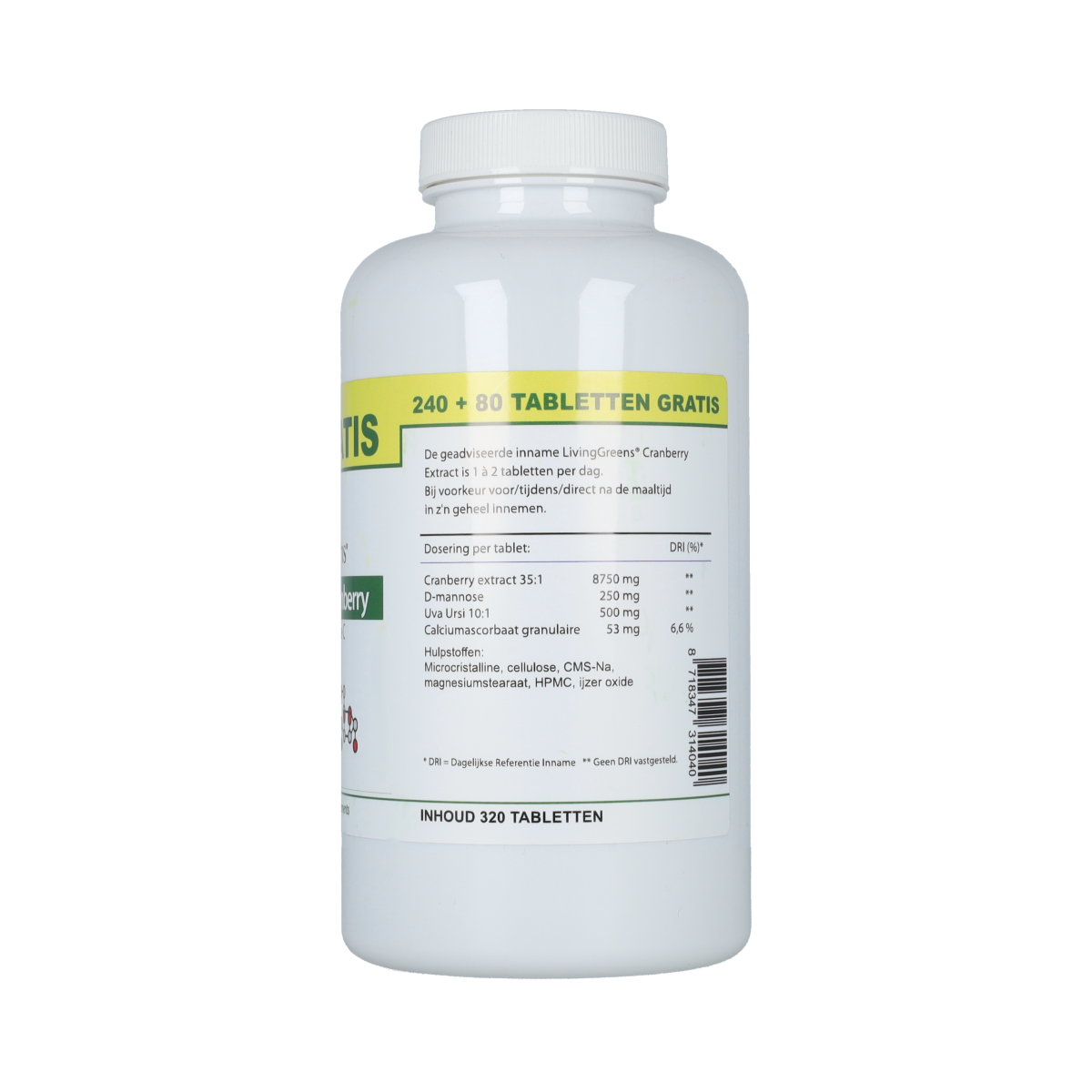 Livinggreens Cranberry D-Mannose voordeelverpakking 320.00 Tabletten