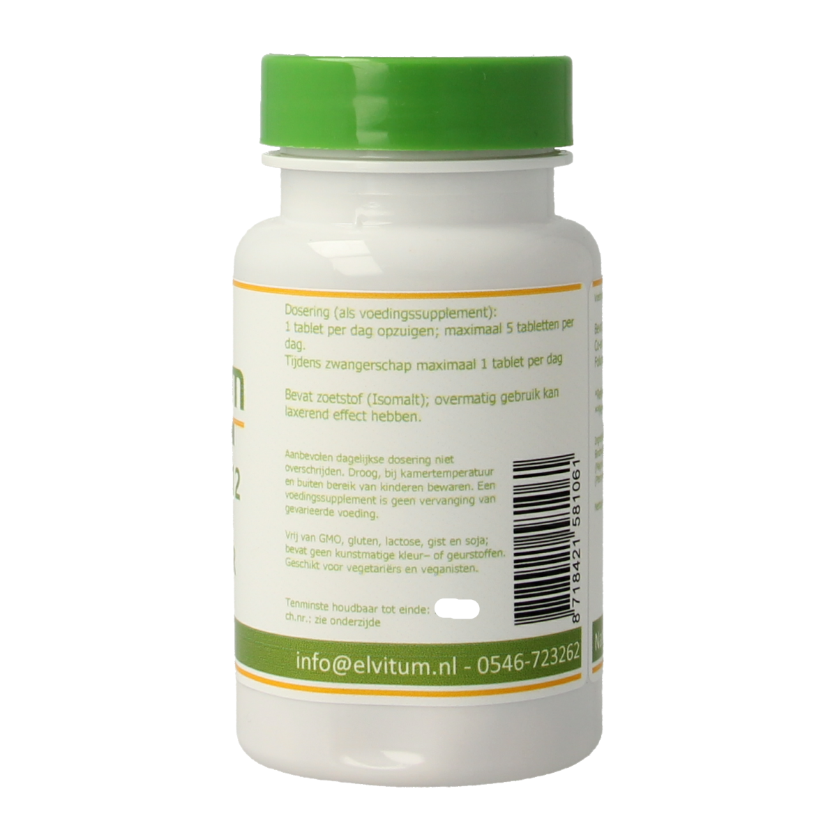 Elvitum  Vitamine B12 1000mcg + foliumzuur 90.00 Zuigtabletten