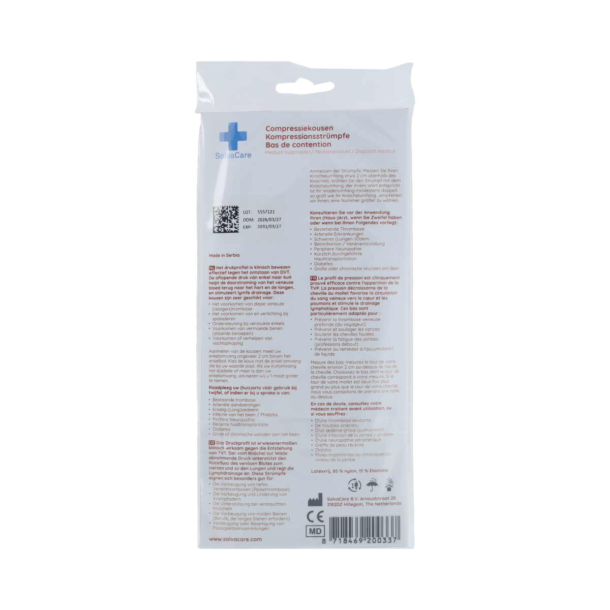 Solvacare Compressiekous zwart L 26 - 29 cm 1.00 Paar