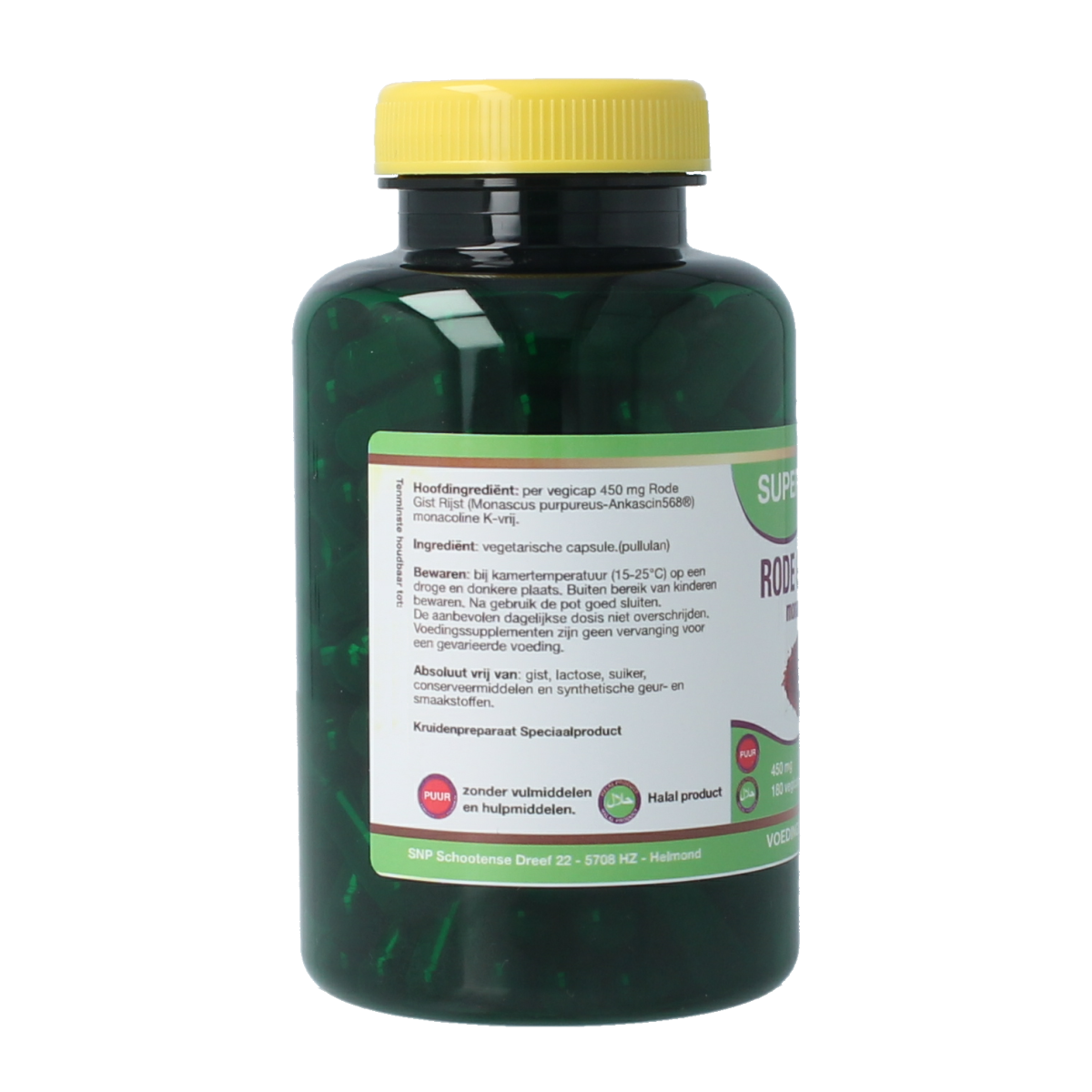 SNP Rode gist rijst monacoline K-vrij 180.00 Vegetarische capsules