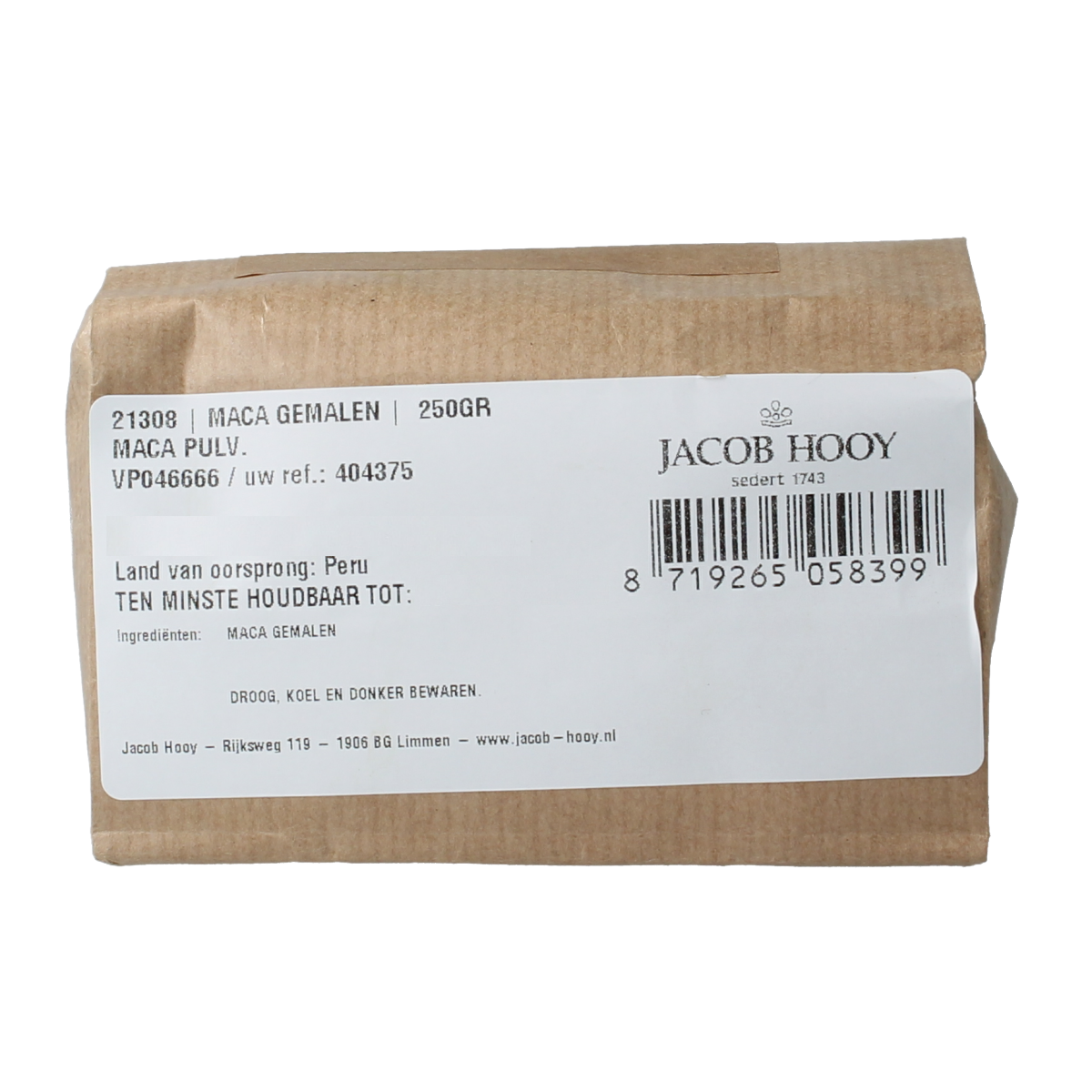 Jacob Hooy Maca gemalen 250.00 Gram
