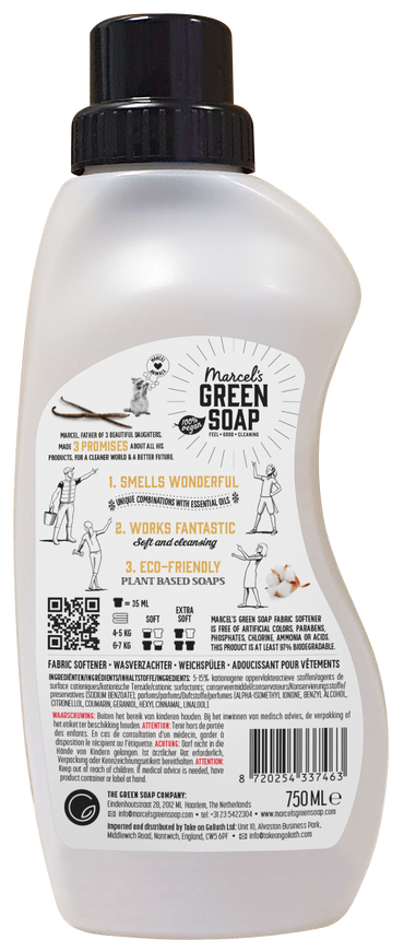 Marcel's Green Soap Wasverzachter vanille & katoen 750.00 Milliliter