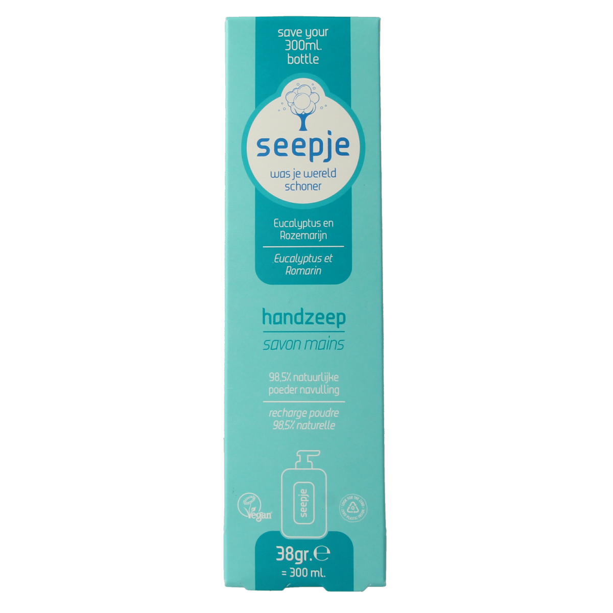 Seepje Handzeep eucalyptus & rozemarijn navulling 38.00 Gram