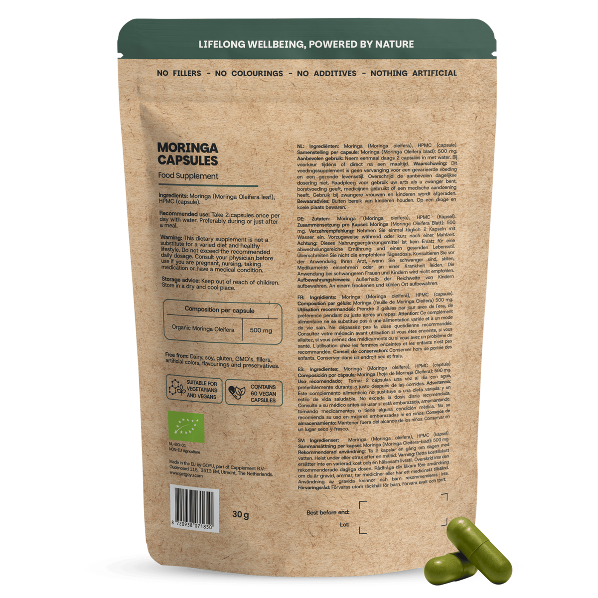 Goyu Moringa oleifera 500mg bio 60.00 Vegetarische capsules