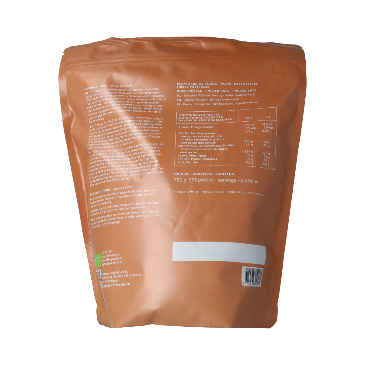 Mattisson Organic psylliumvezels bio 750.00 Gram
