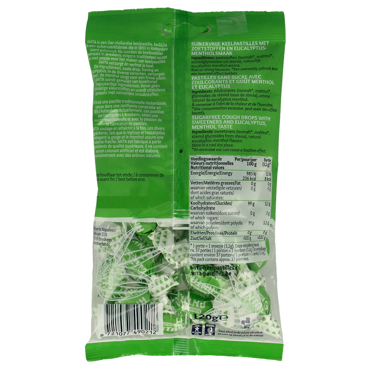 Anta Eucalyptus suikervrij met stevia 120.00 Gram