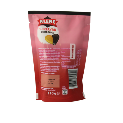 Klene Dropgums suikervrij 110.00 Gram