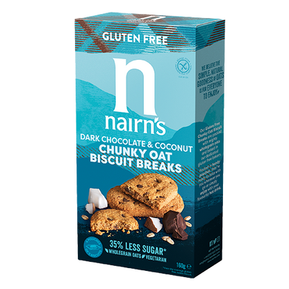 Nairns Biscuit breaks pure chocolade & kokos 160.00 Gram