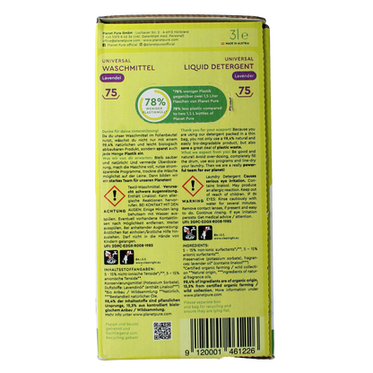Planet Pure Wasmiddel vloeibaar universeel lavendel 3.00 Liter
