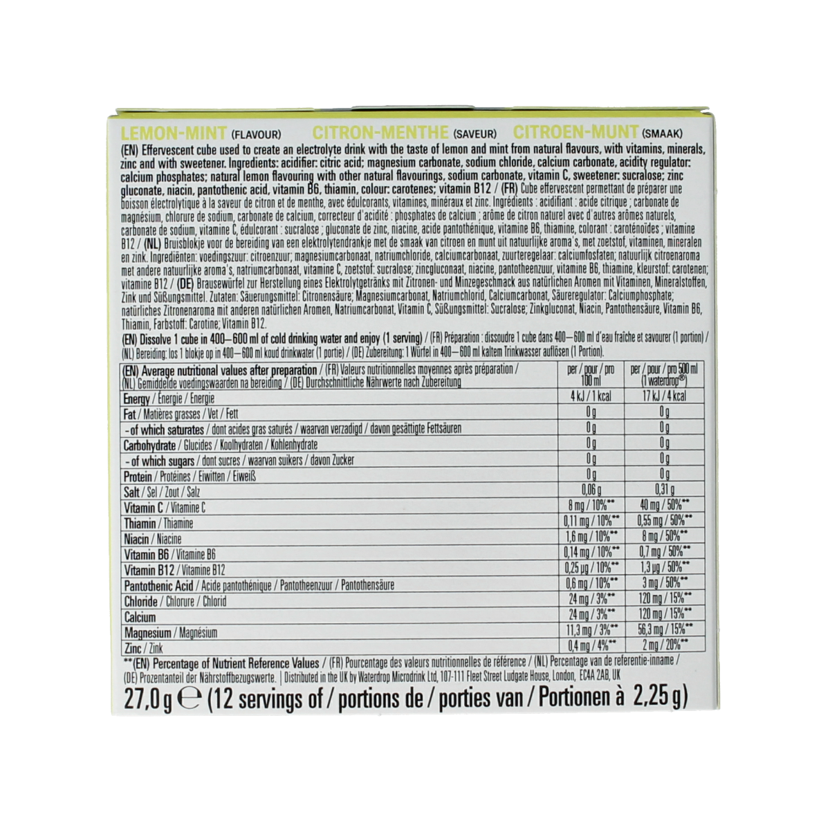 Waterdrop  Microlyte lemon mint 12.00 Stuks
