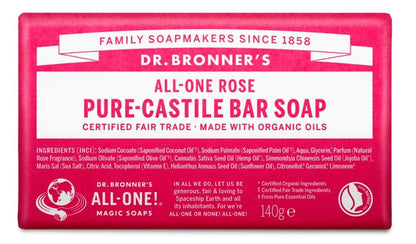 Dr Bronners Barsoap rose 140.00 Gram