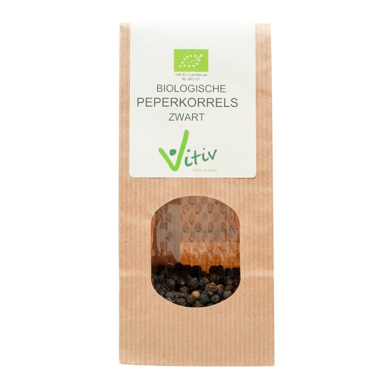 Vitiv Peperkorrels zwart bio 250.00 Gram